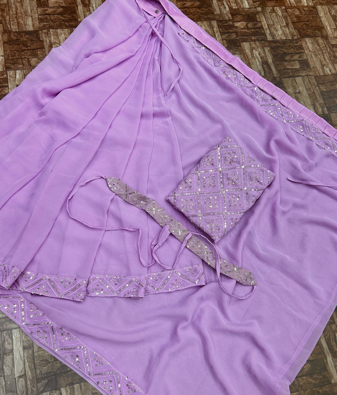 Krishi Pure Faux Georgette Silk Party Wear Readymade Sarees Wholesale Market In Surat
